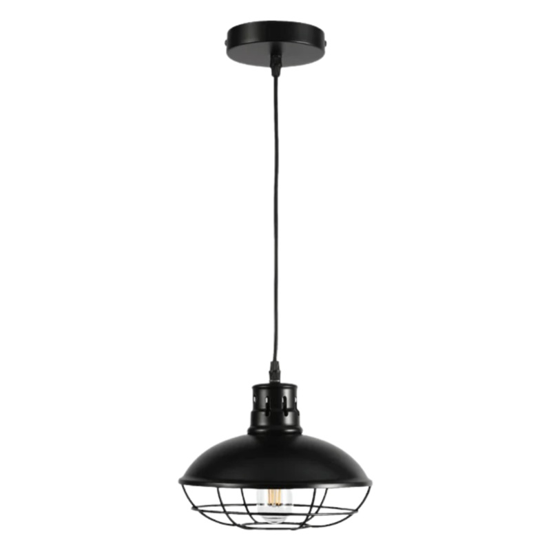 Urban Revive Caged Factory Ceiling Pendant Light Black – D220/D250