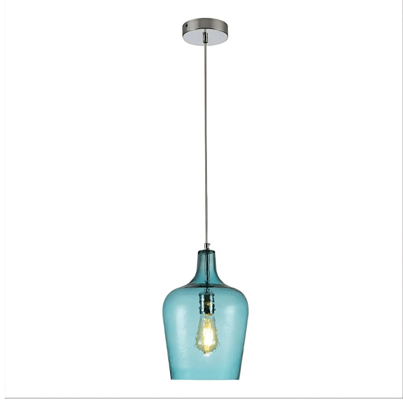 Vase Silhouette Textured Schoolhouse Pendant Ceiling Light –  Blue
