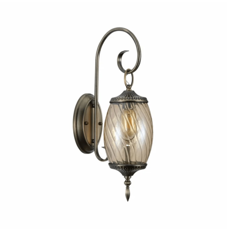 Amber Glass Antique Bronze Metal Body Moroccan Style Wall Lamp – 60W