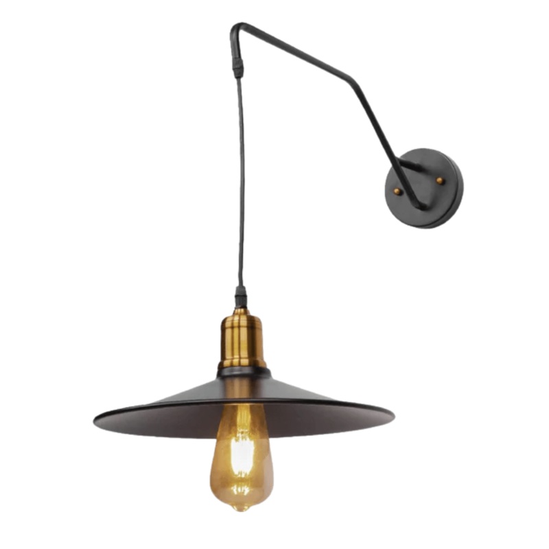 Black Gold Metal Suspended Wall Light E27 Fitting