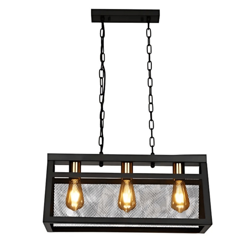 Black Metal Island Chandelier Ceiling Light 3xE27 Fitting