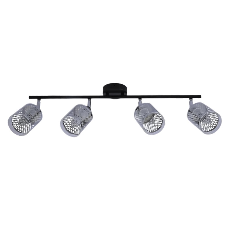 Chrome Honeycomb Shade 4 Lamp Black Body Semi Flush E14 Ceiling and Wall Light