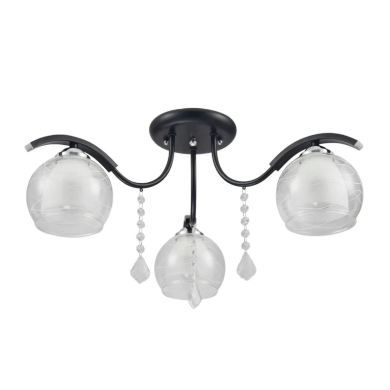 Clear Opal Double Layer Bell 3 Lamp Glass Semi Flush Ceiling Light – 40W