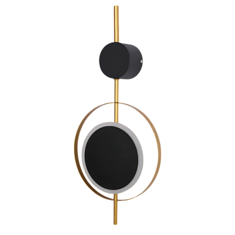 Designer Geometric Black Moon In Gold Circle Modern LED Wall Light – 8W