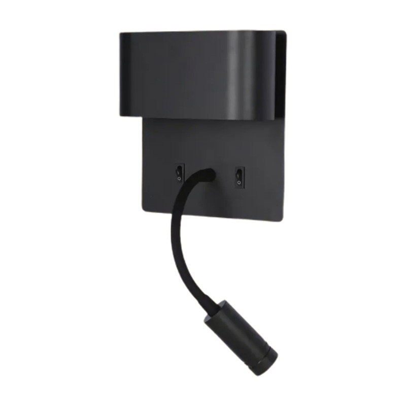 Dual-Source LED Wall Sconce with Adjustable Gooseneck Reading Bedside Lamp