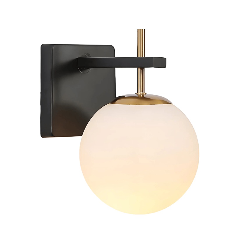 Gold Aluminium Bronze Body Opal White Glass Globe Wall Light – 40W