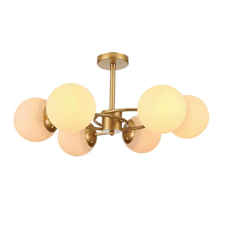 Gold Crescent Body Opal 6 Lamp Globe Ceiling Light – 40W