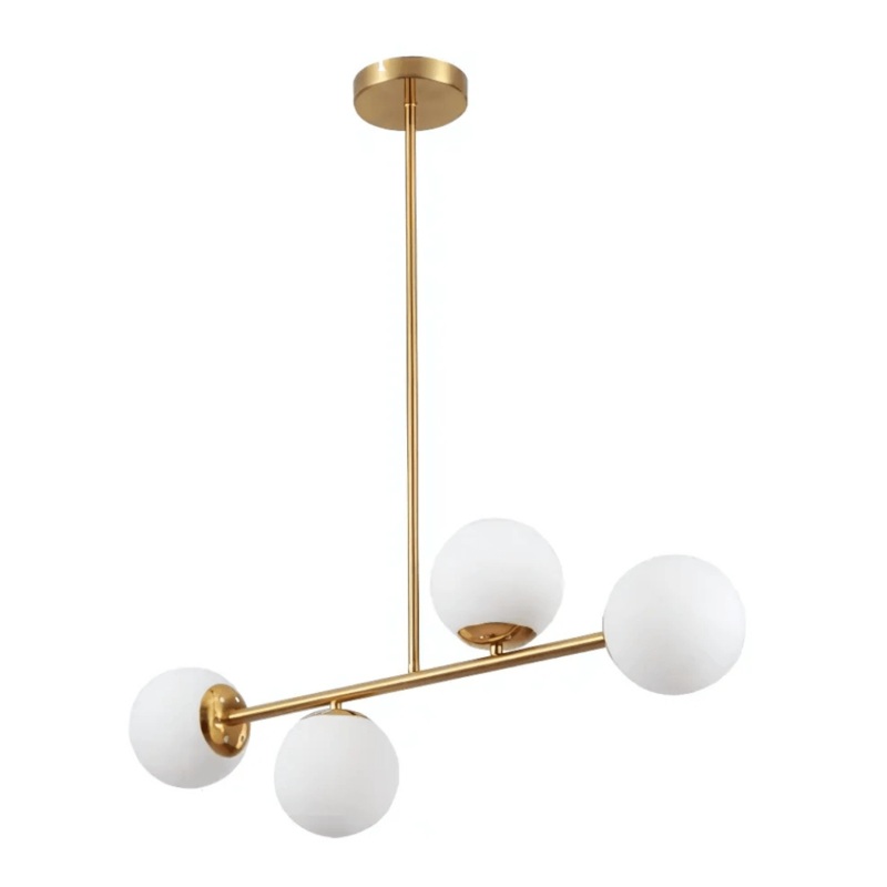 Gold Metal Body Opal Glass Globes 4xE27 Ceiling Light