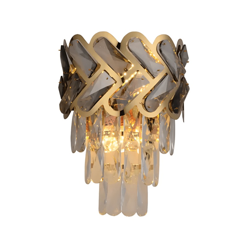 Herringbone Light Gold Crystal Chandelier Wall Sconce – 40W