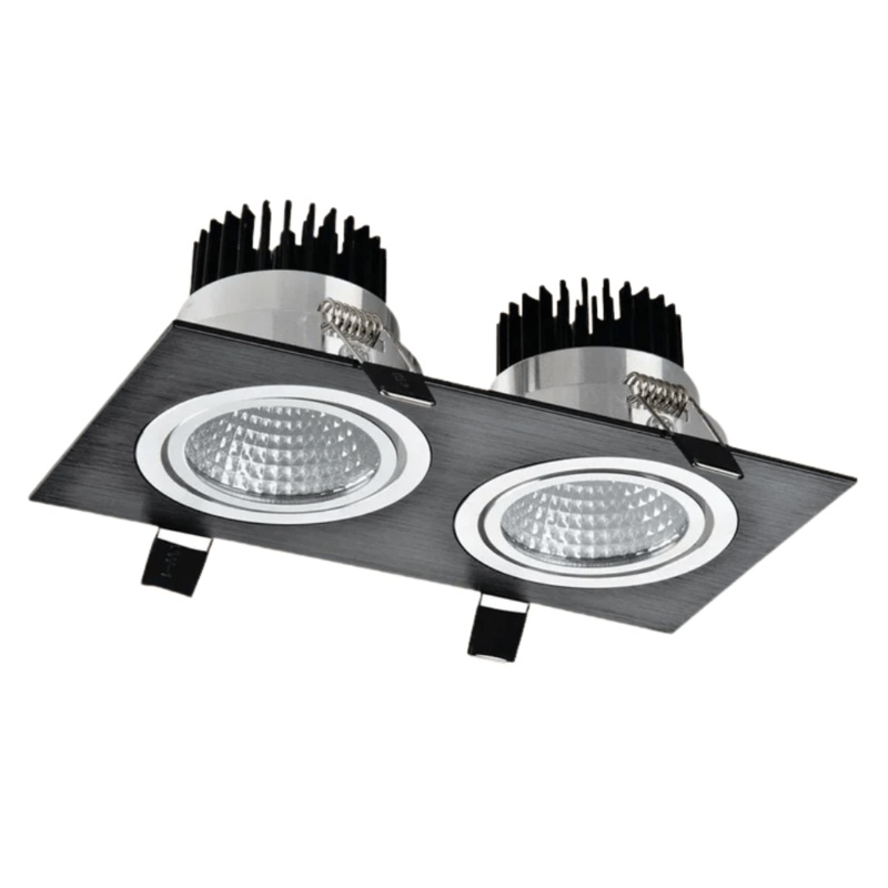 LED Black 2 Way Tilt Recessed Rectangle Downlight – 2x10W