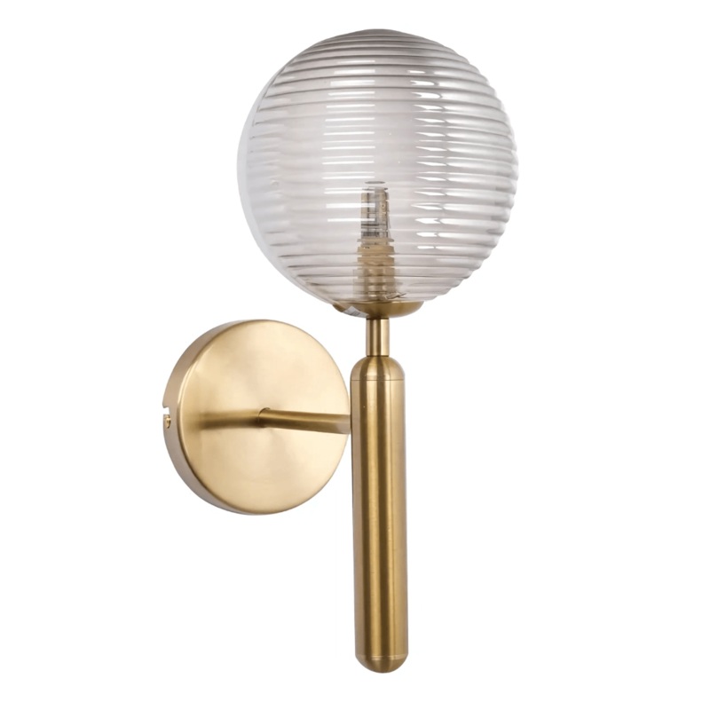 Minimal Striped Reeded Clear-Opal Globe Wall Light – 20W