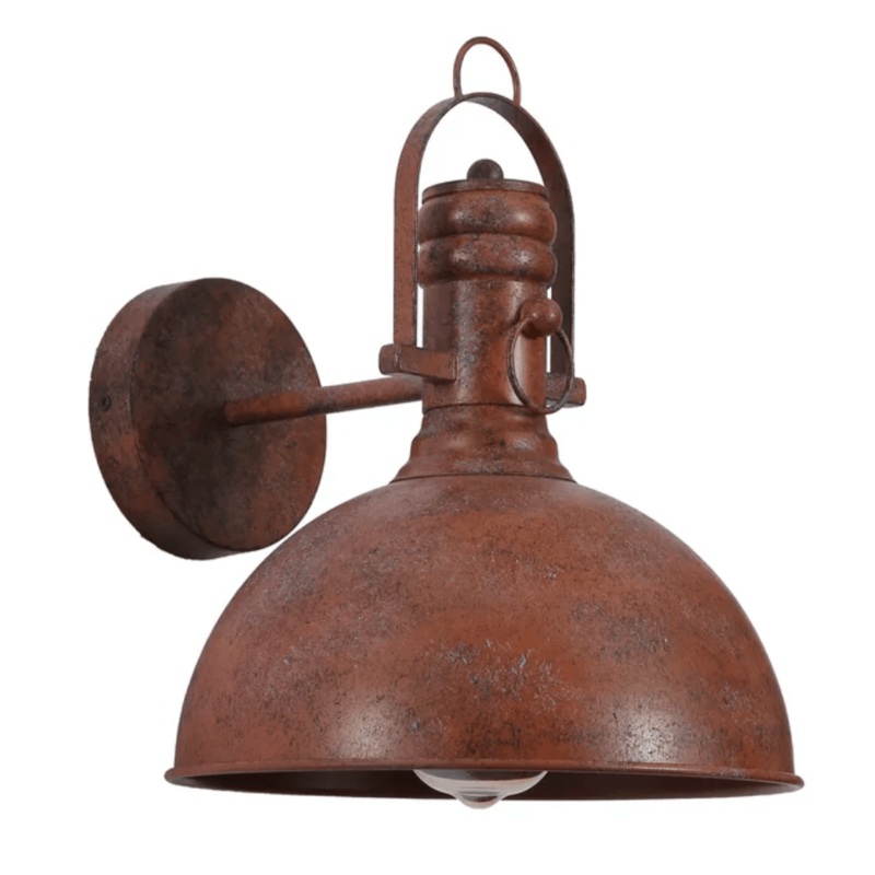 Old Brown Metal Dome Wall Light E27 Fitting