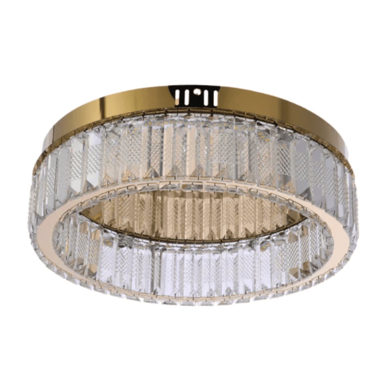 Ring Crystal Gold Flush Ceiling Chandelier Light with Remote Control 3 Colour – D400/D500