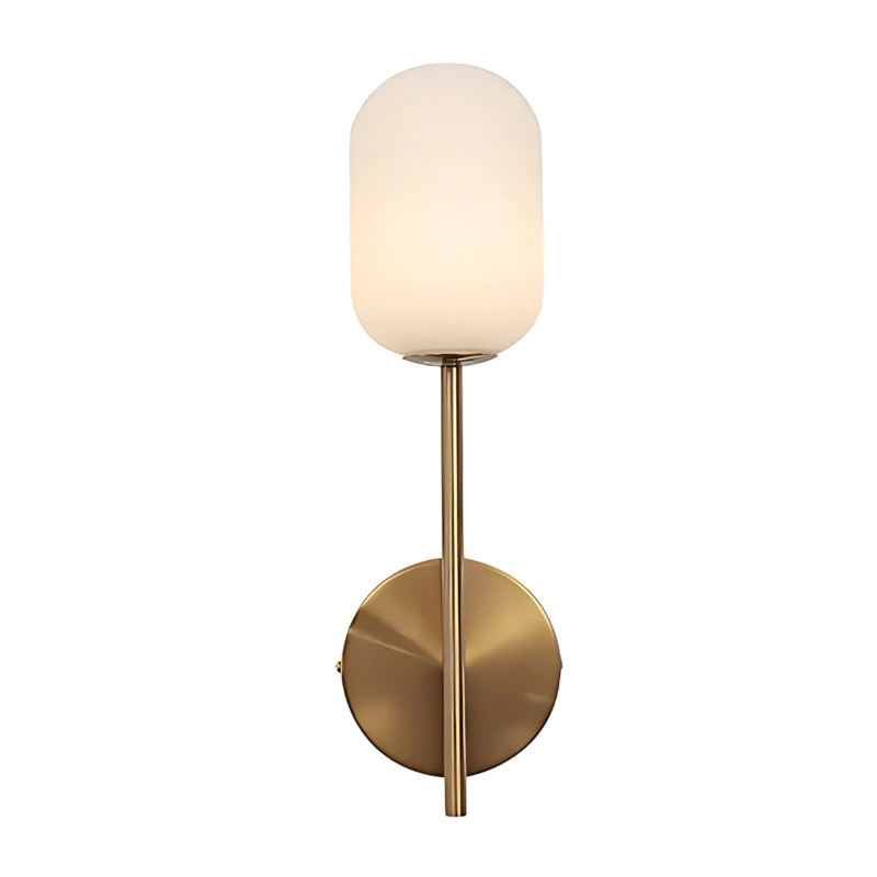 Single Lamp Gold Aluminium Bronze Metal Opal Glass Cylinder Wall Light – G9