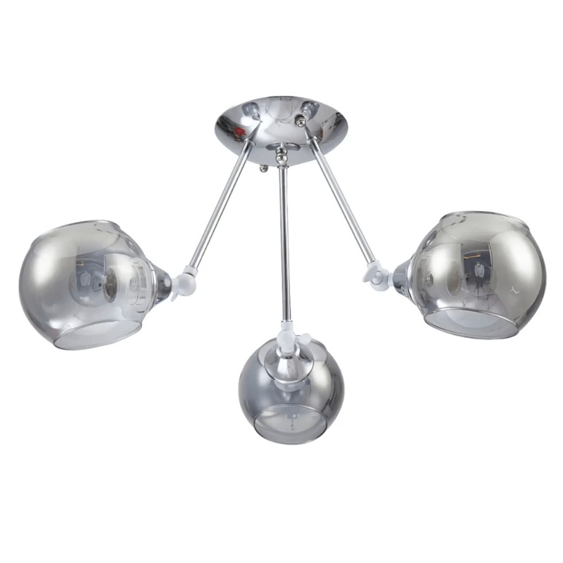 Smoky 3 Lamp Cut-Out Globe Glass Semi Flush Ceiling Light – 40W