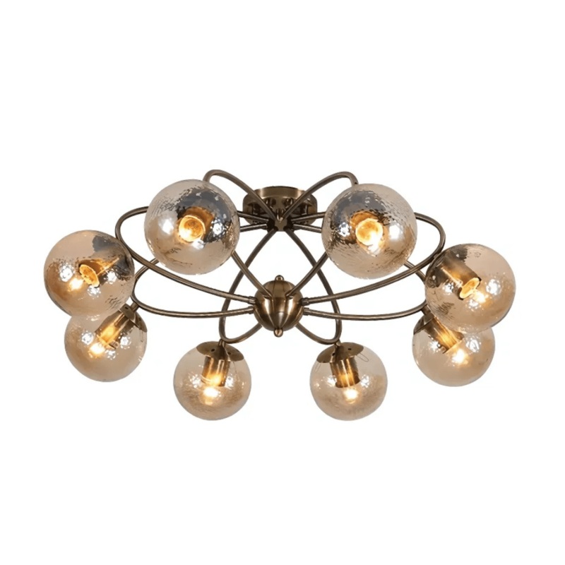 Textured Amber 8 Lamp Globe Semi Flush Ceiling Light – 40W