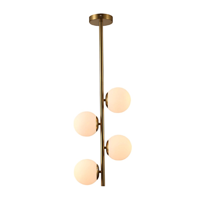 Vertical Opal 6 Opposite Lamps Glass Globes Gold Metal Body Ceiling Light – 40W