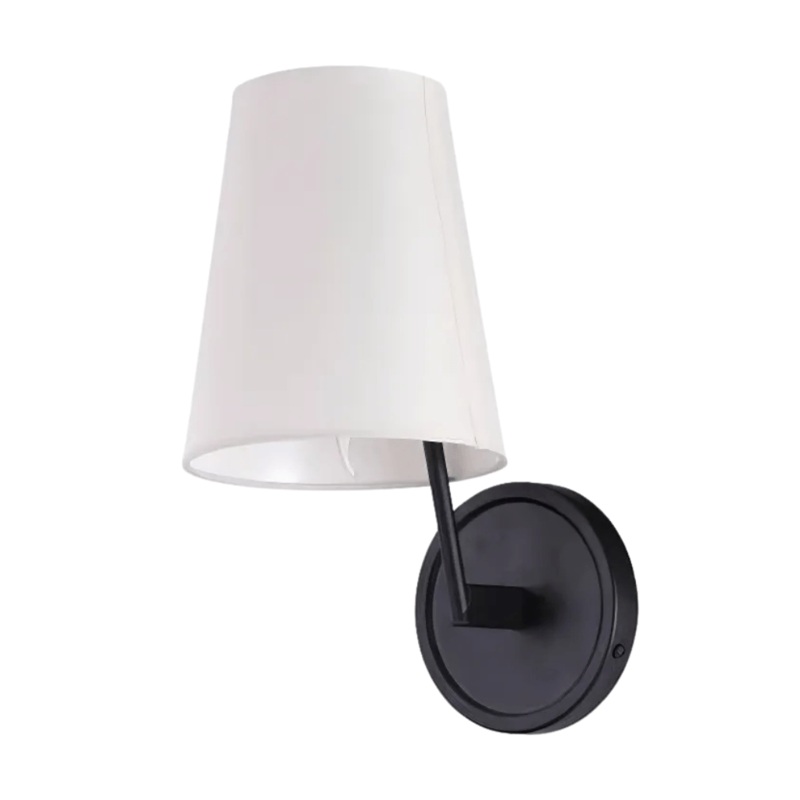 White Fabric Black Metal Body Wall Light E14 Fitting
