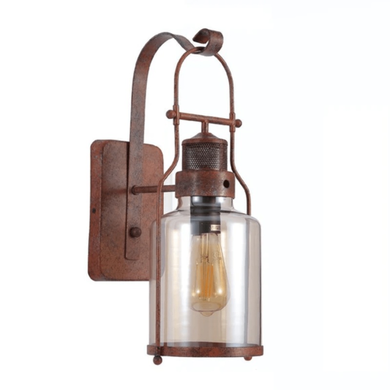 Antique Industrial Rustic Wall Lantern Weathered Metal Frame