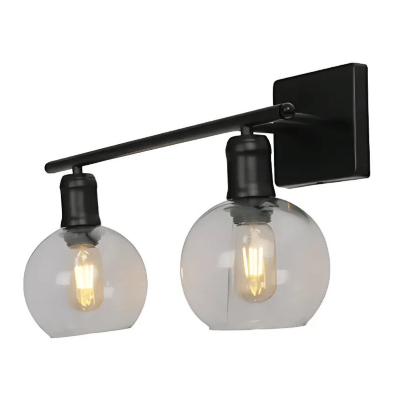 Modern-Vintage Wall Light with Clear Globes