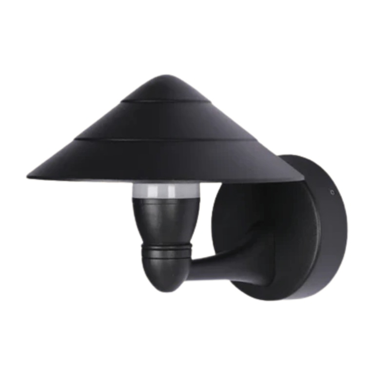Mushroom Black Cone Modern LED Outdoor Lantern Wall Light