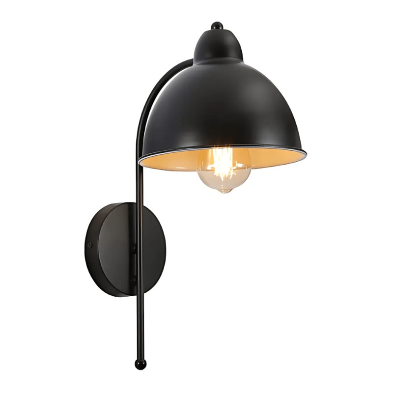Snowdrop Black or White Metal Dome Wall Light E27 Fitting