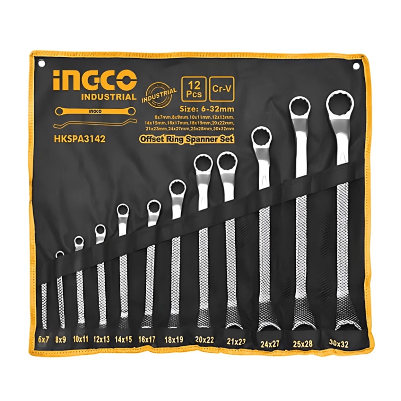 Ingco 12-Piece Offset Ring Spanner Set – HKSPA3142