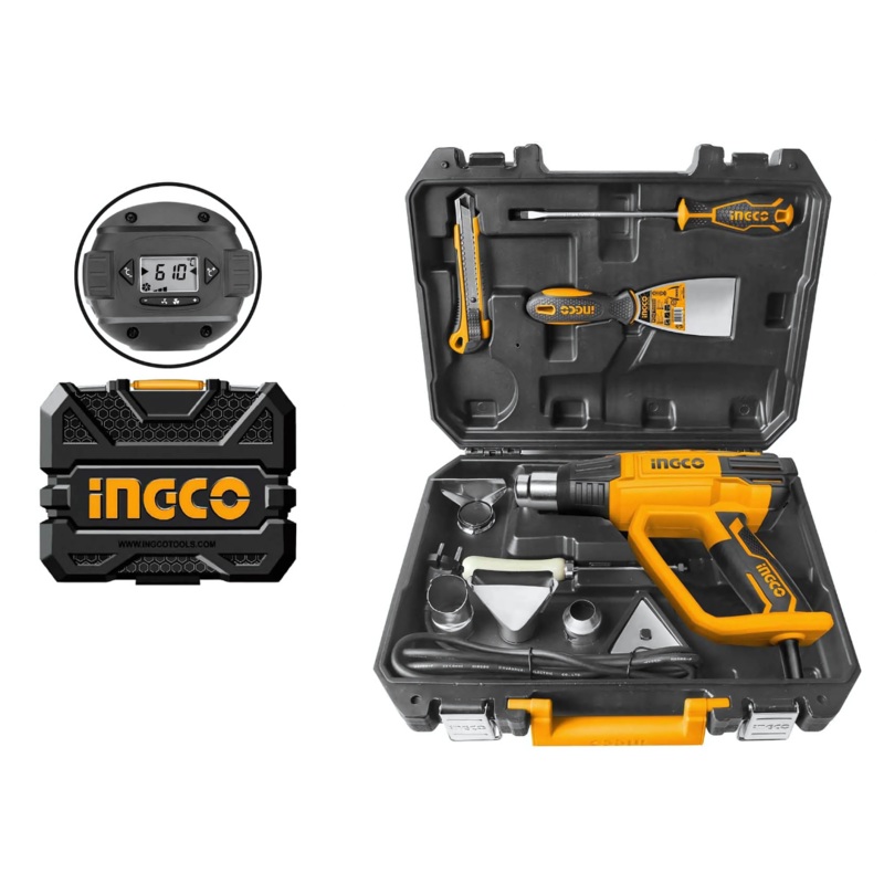 Ingco Heat Gun 2000W With LCD Display Tool Set  – HG200028-1