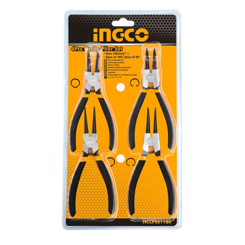 Ingco 4-Piece Snap Ring Plier Set 7 / 180mm – HCCPS01180