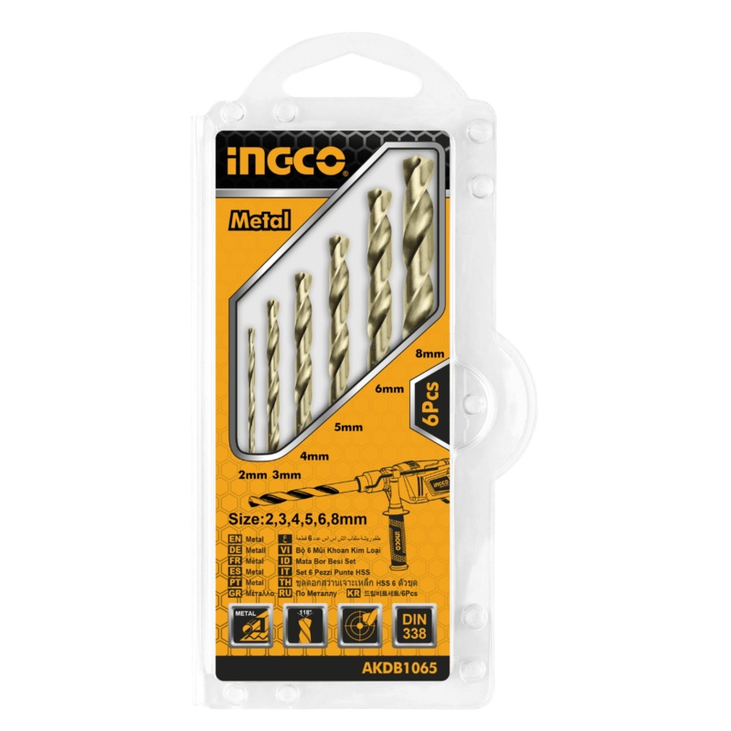 Ingco 6 Pieces HSS Twist Drill Bits Set – AKDB1065