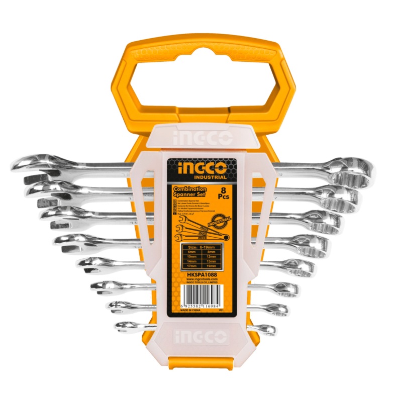 Ingco 8-Pieces Combination Spanner Set 6-19mm – HKSPA1088