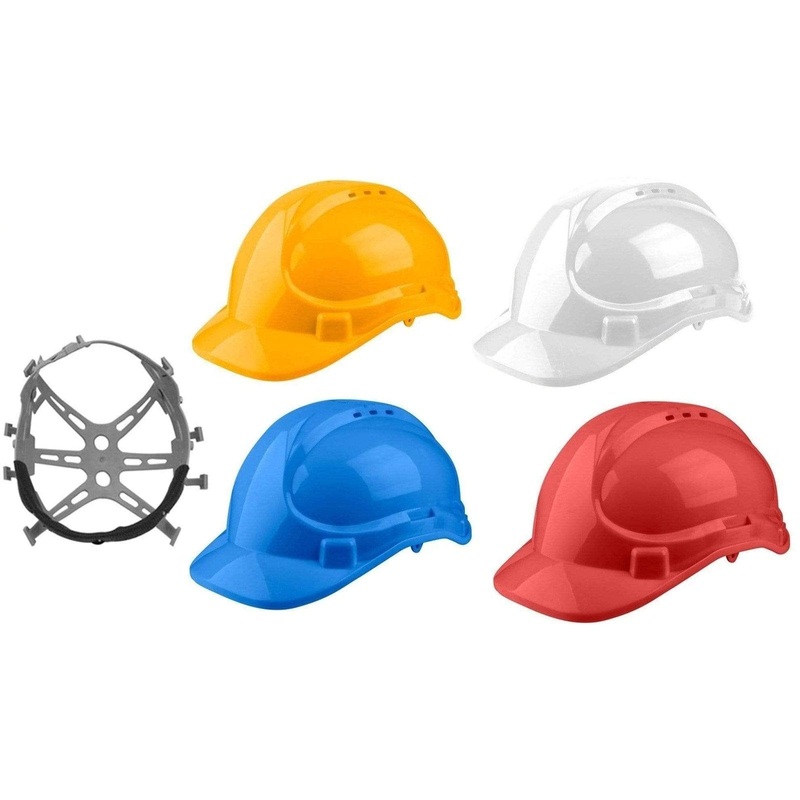 Ingco Safety Helmets  Durable PVC Protection (Yellow, Blue, White, Red)
