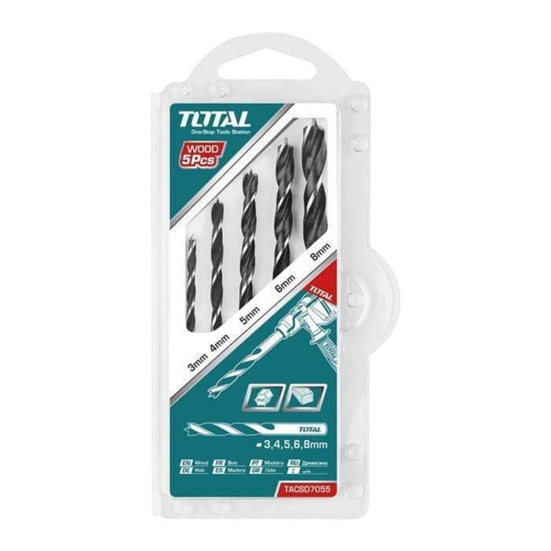 Total 5 Pieces Wood Drill Bit Set- TACSD7055