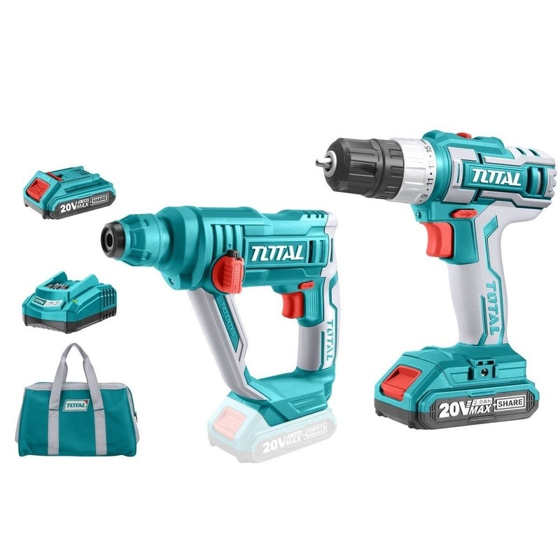 Total Lithium-Ion 20V Cordless Rotary Hammer & Drill Combo Kit – TCKLI2008