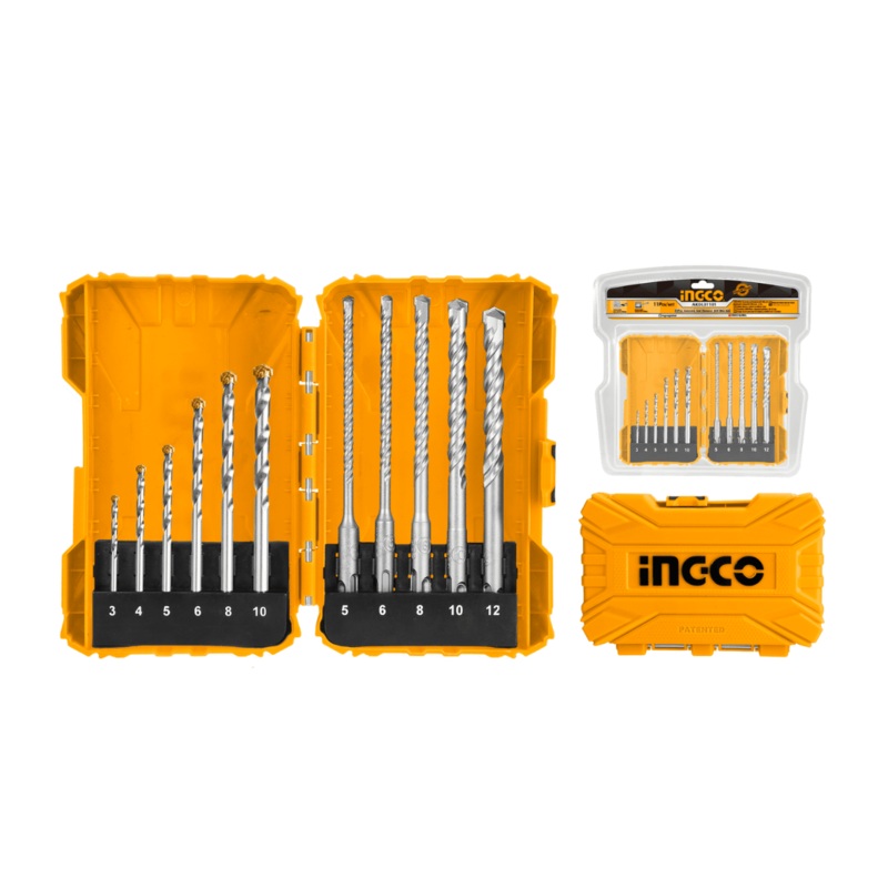 Ingco 11-Pieces Masonry & Hammer Drill Bits Set with SDS Plus  AKDL31101