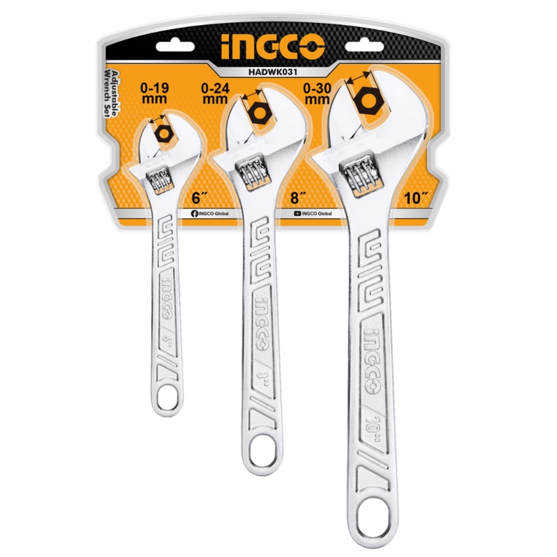 Ingco 3-Piece Adjustable Wrench Set  HADWK031