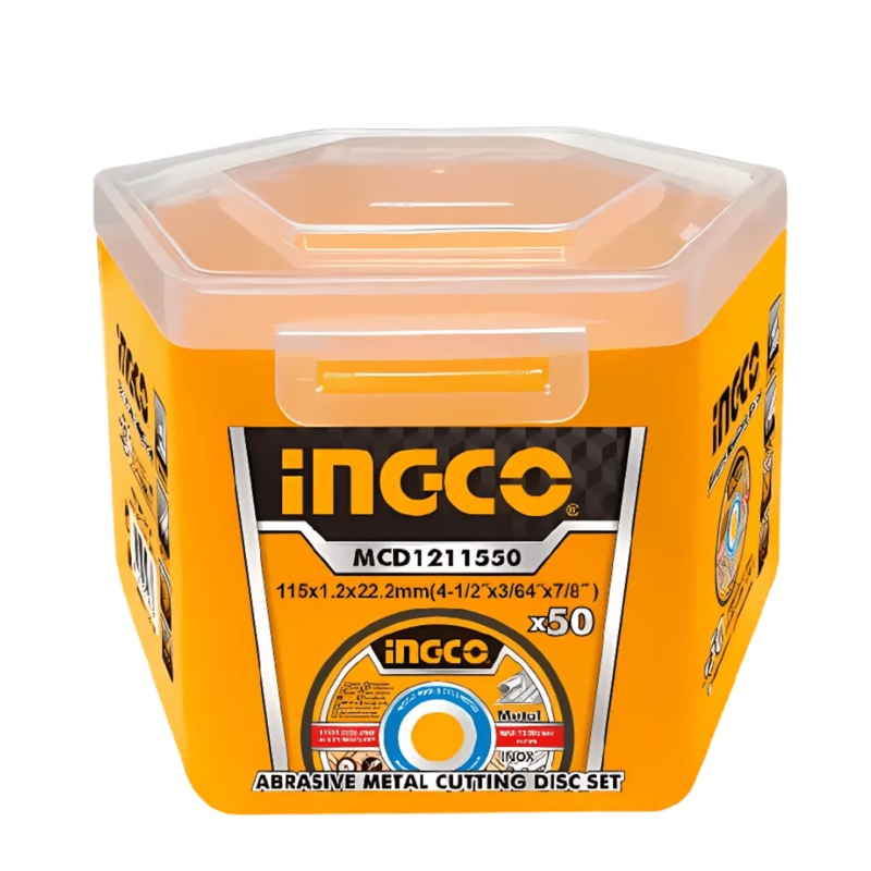 Ingco 50-Piece Abrasive INOX Metal Cutting Disc 115mm x 1.2mm  MCD1211550
