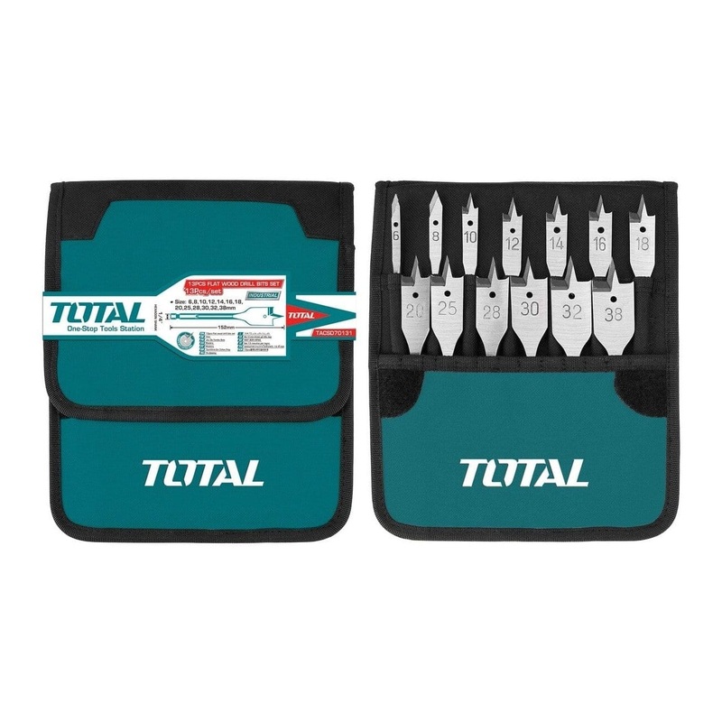 Total 13 Pieces Flat Wood Drill Bits Set – TACSD70131