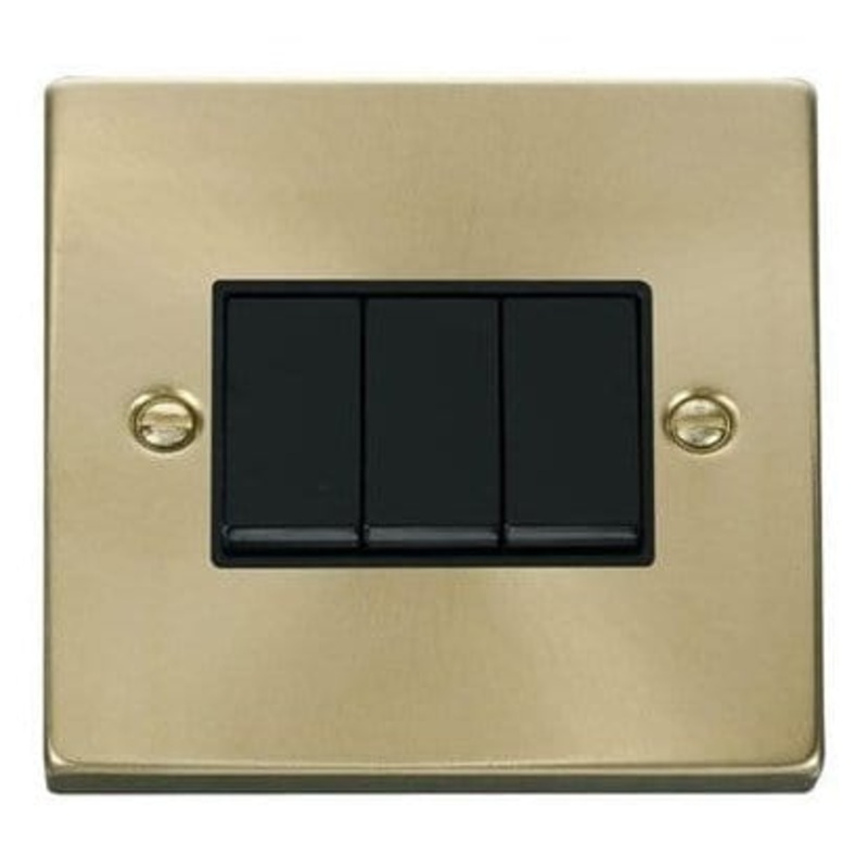 Brass 10A 3 Gang 2 Way Light Switch
