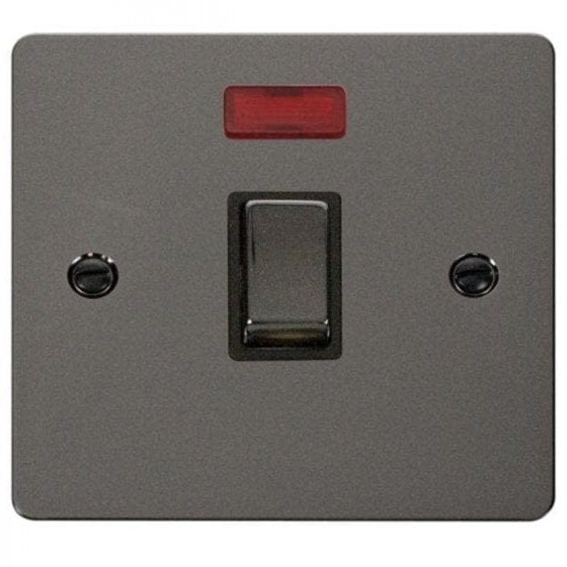 Click Define Black Nickel 20A Double Pole Switch with Neon for AC / Water Heater