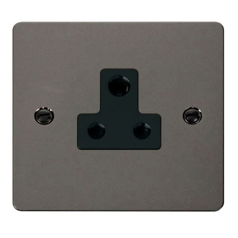 Click Define Black Nickel 5A Round Pin Socket Outlet