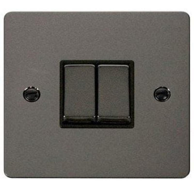 Click Define Flat Plate Black Nickel 2 Gang 2 Way Switch