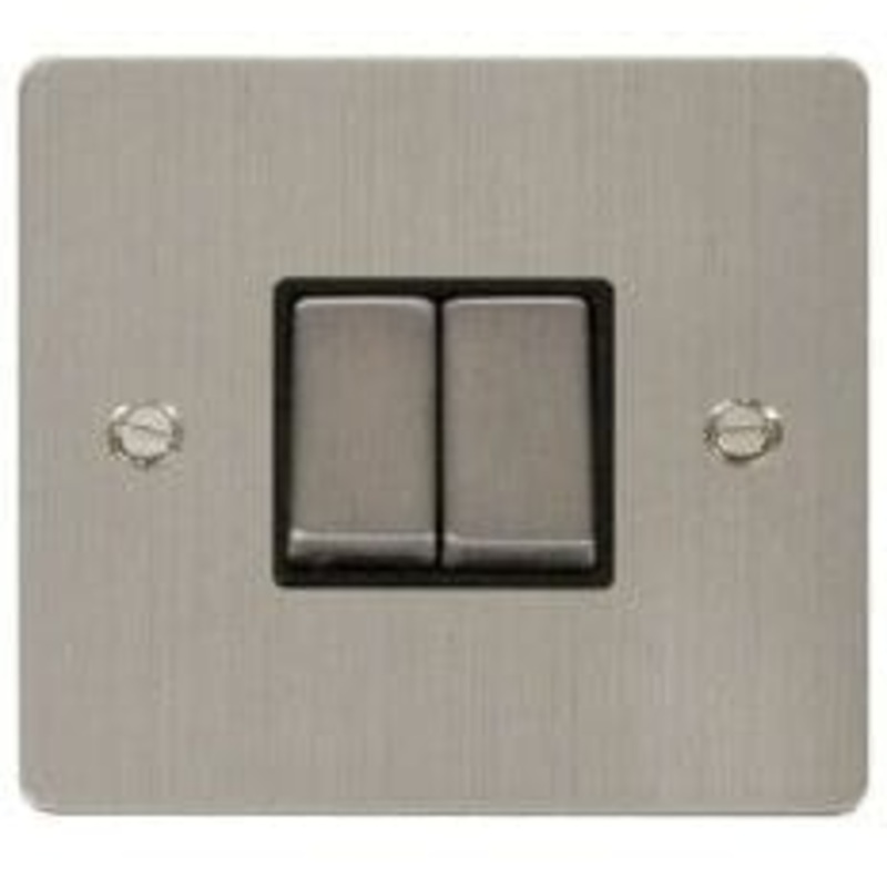 Click Define Flat Plate Stainless Steel 2 Gang 2 Way Switch