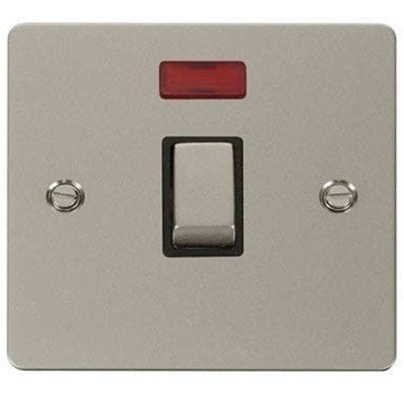 Click Define Stainless Steel 20A Double Pole Switch with Neon for AC / Water Heater