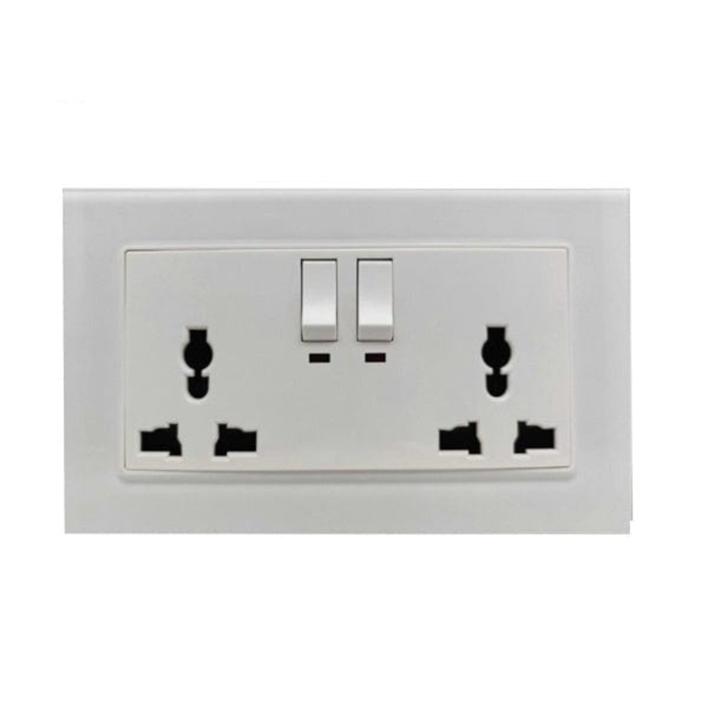 Click Mode Universal Two Gang Double 13A White Socket