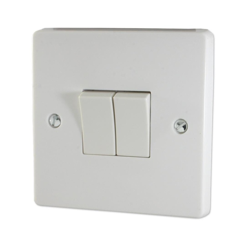 Crabtree 10A 2 Gang 2 Way Light Switch White