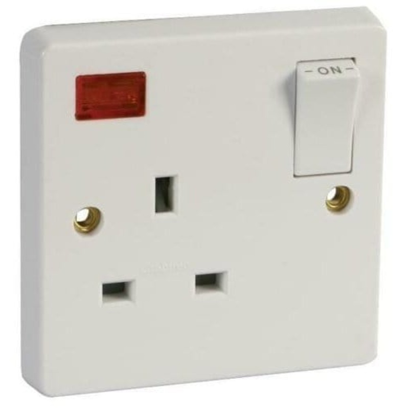 Crabtree 13A 1 Gang Single Pole Switched Socket with Neon