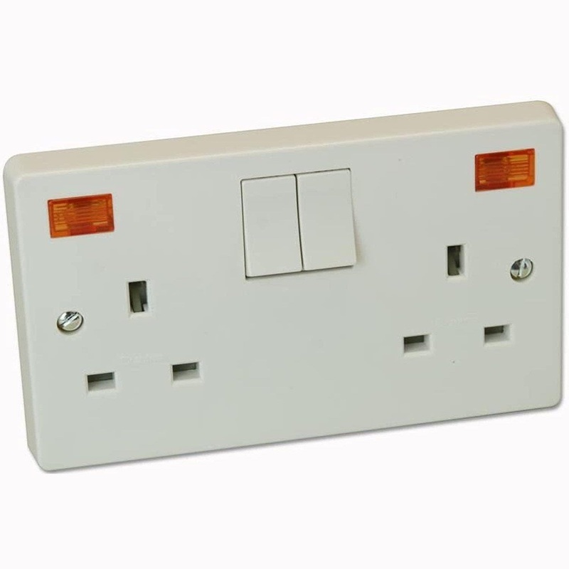 Crabtree 13A 2 Gang Double Pole Switched Socket with Neon