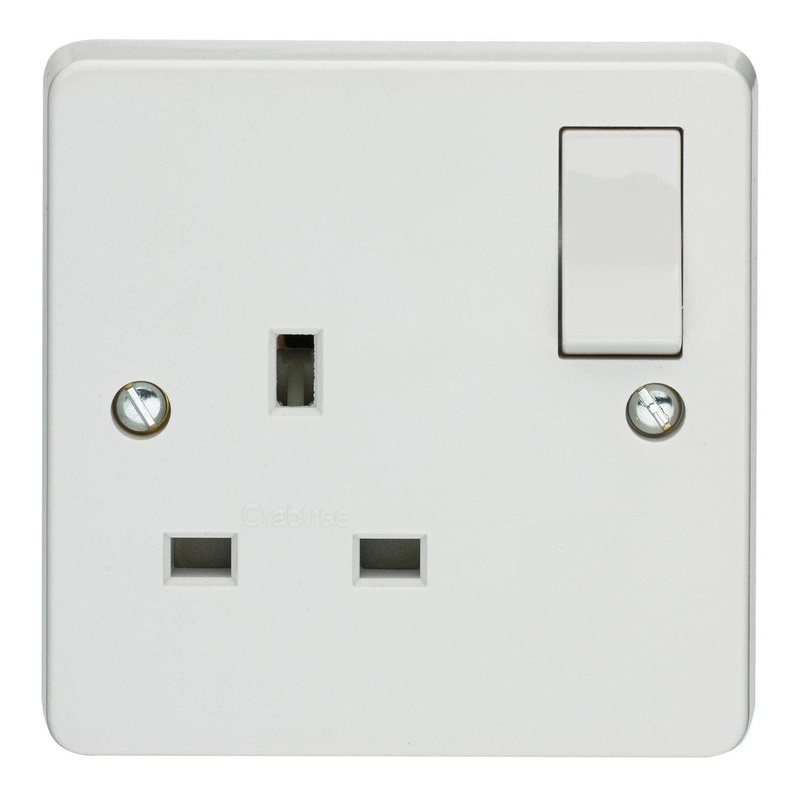 Crabtree White 1 Gang Single Pole Switch Socket 13A