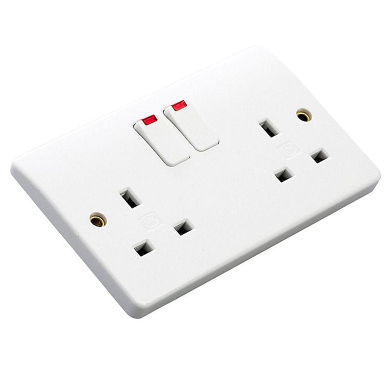 MK Electric 13A Double 2-Gang Socket with Neon